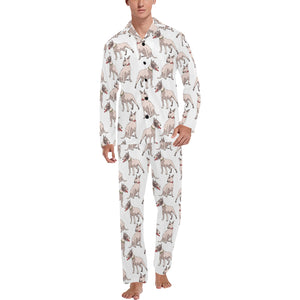 Bull Terrier Pattern Print Design 04 Men's Long Pajama Set