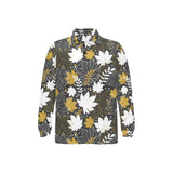 Beautiful gold autumn maple leaf pattern Men's Long Sleeve Polo Shirt