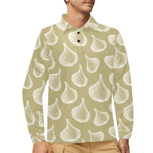 Garlic design pattern Men's Long Sleeve Polo Shirt