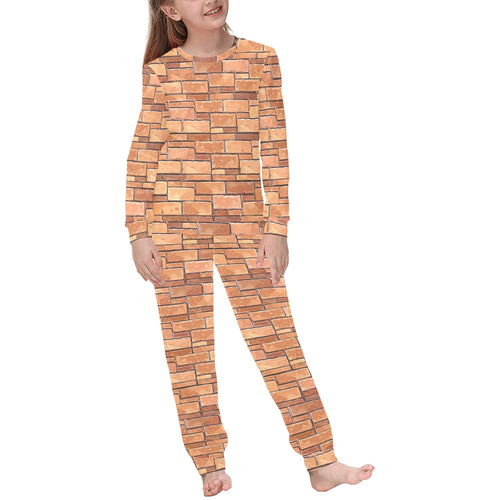 Brick Printed Pattern Print Design 04 Kids' Boys' Girls' All Over Print Pajama Set