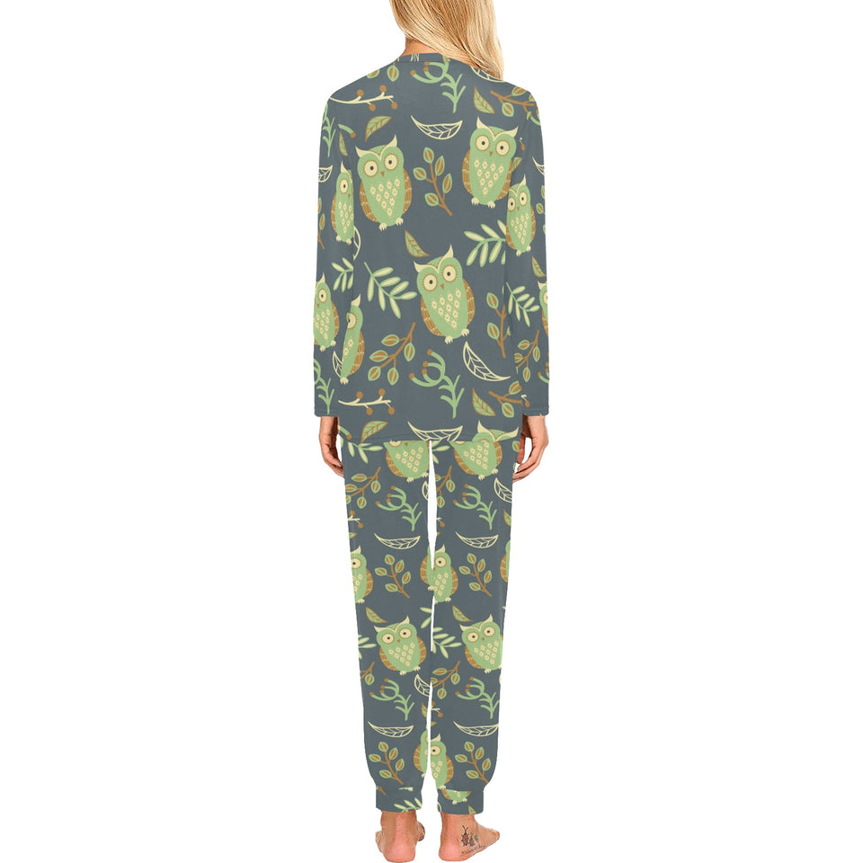 Cute owls leaves pattern Women's All Over Print Pajama Set