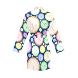 Colorful clock background Women's Long Sleeve Belted Night Robe