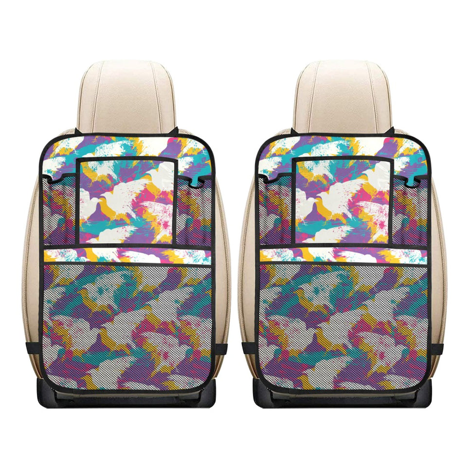 Colorful crow illustration pattern Car Seat Back Organizer