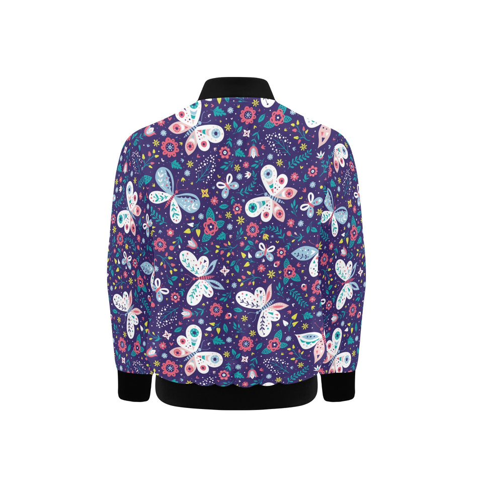 Colorful butterfly flower pattern.eps Kids' Boys' Girls' Bomber Jacket