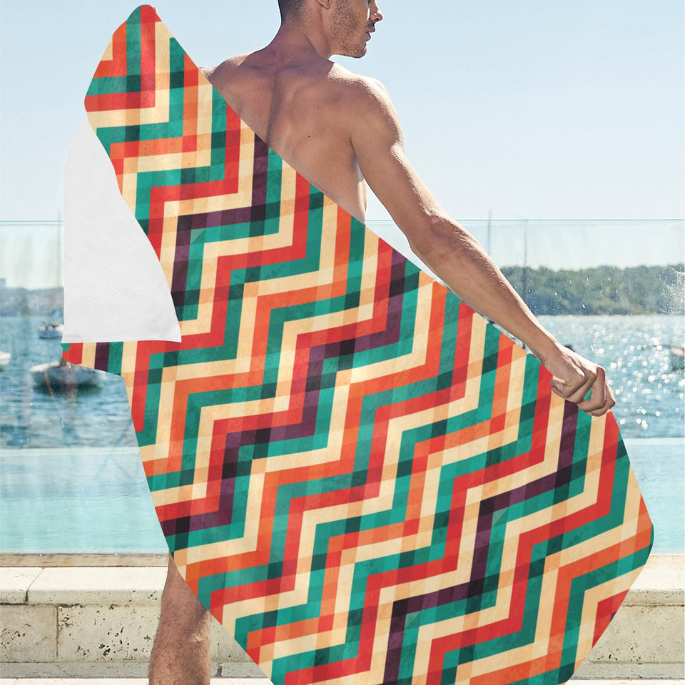 zigzag chevron colorful pattern Beach Towel