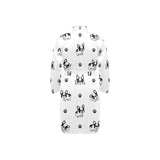 Cute french bulldog paw pattern Men's Long Sleeve Belted Night Robe