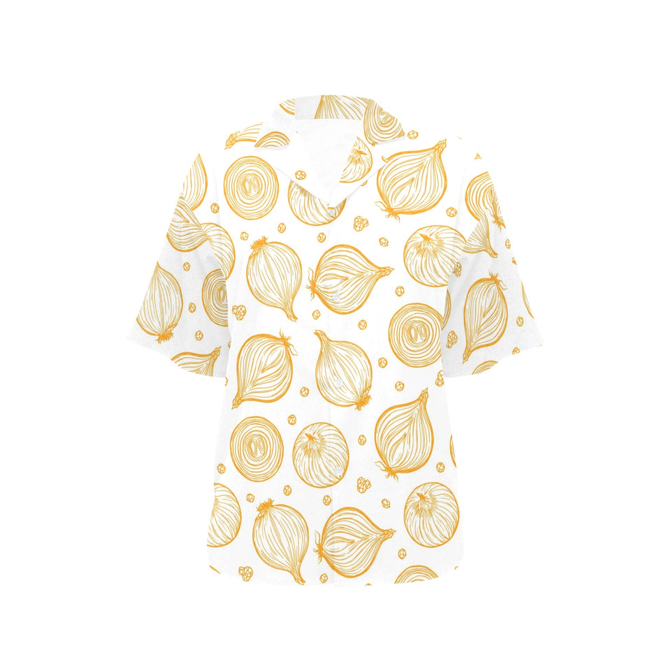hand drawn onion pattern Women's All Over Print Hawaiian Shirt