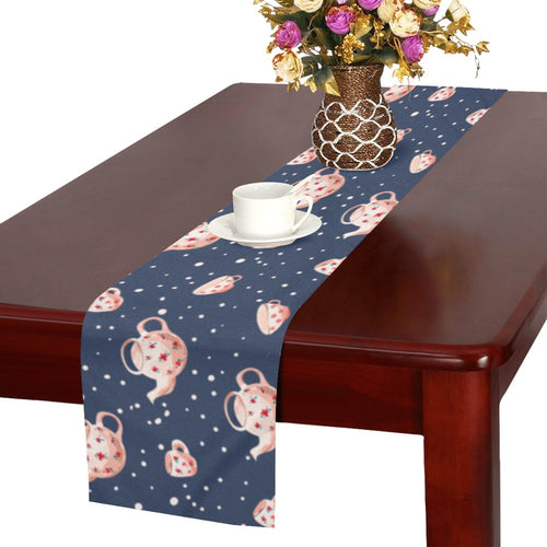 Tea pots Pattern Print Design 04 Table Runner