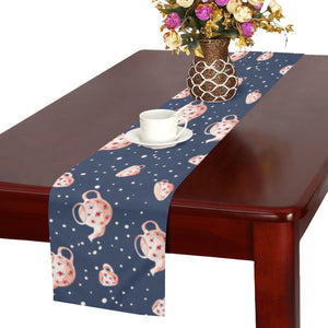 Tea pots Pattern Print Design 04 Table Runner