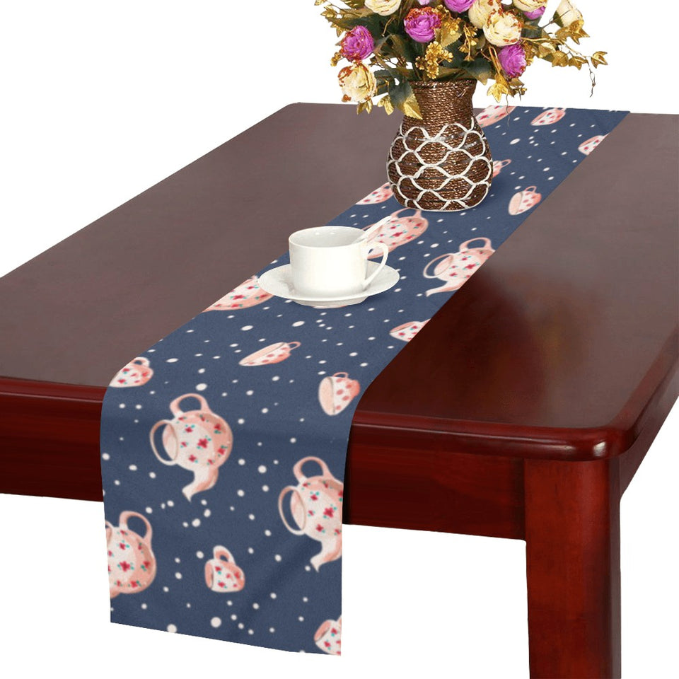 Tea pots Pattern Print Design 04 Table Runner