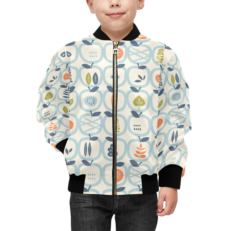 apples leaves pattern Kids' Boys' Girls' Bomber Jacket