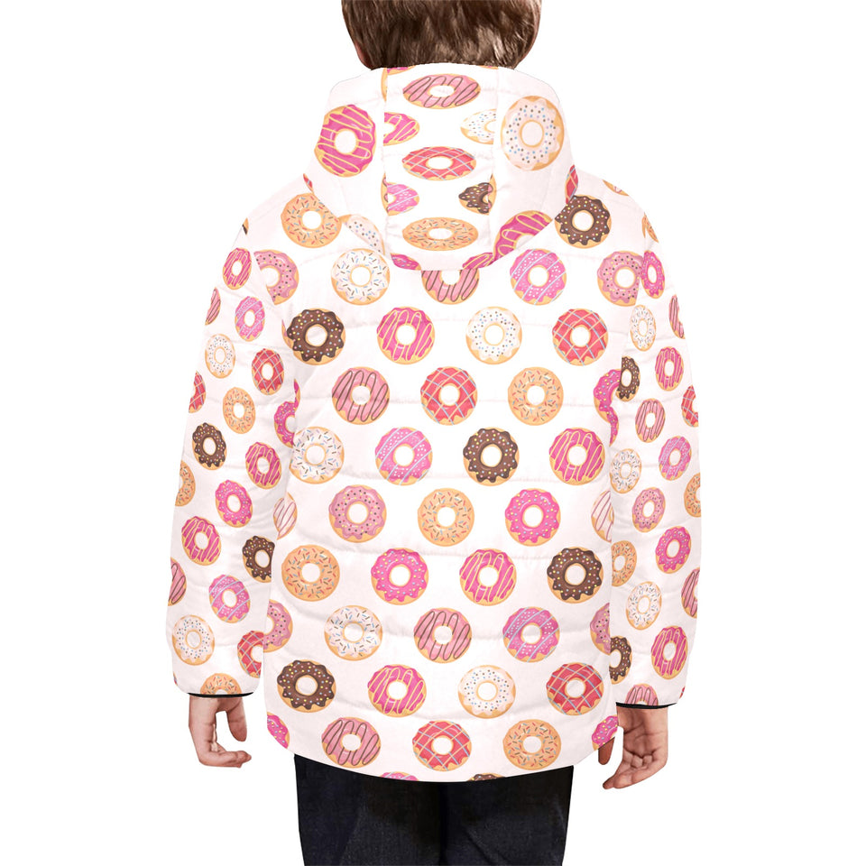 Colorful donut pattern Kids' Boys' Girls' Padded Hooded Jacket