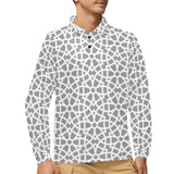 arabic gray pattern Men's Long Sleeve Polo Shirt