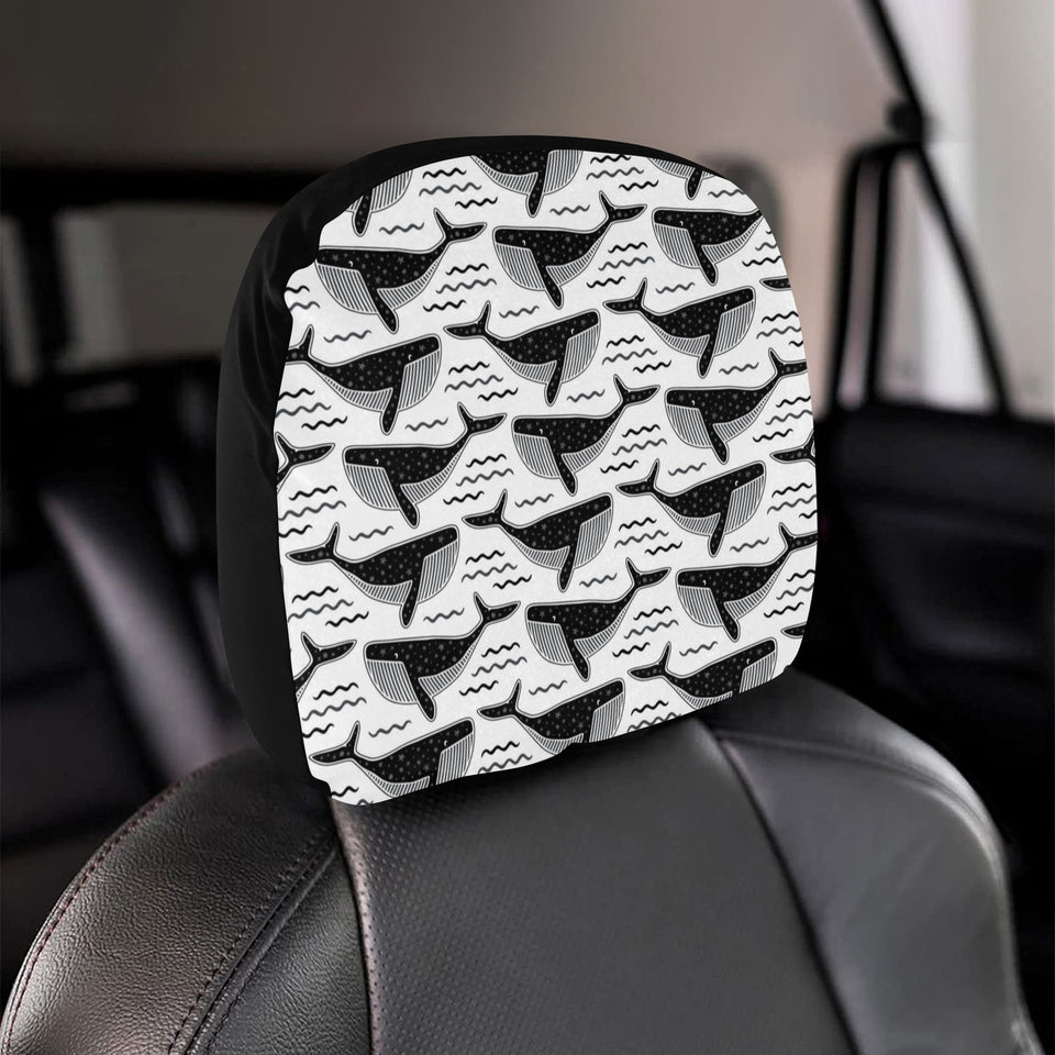 Black whale pattern Car Headrest Cover