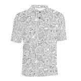 Cartoon hand drawn ice cream black white Men's All Over Print Polo Shirt
