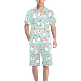 Cute snowman pattern Men's V-Neck Short Pajama Set