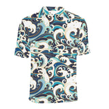 Japanese wave pattern Men's All Over Print Polo Shirt