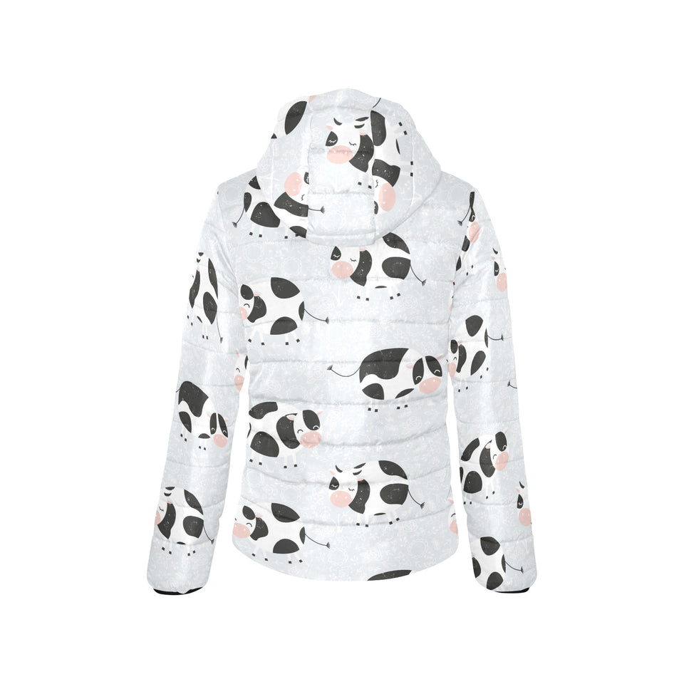 Cute cows pattern Women's Padded Hooded Jacket