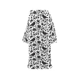 Crow dark floral pattern Blanket Robe with Sleeves