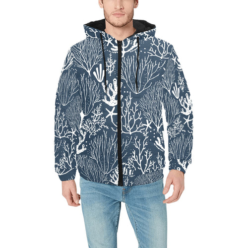 Coral Reef Pattern Print Design 05 Men's Padded Hooded Jacket