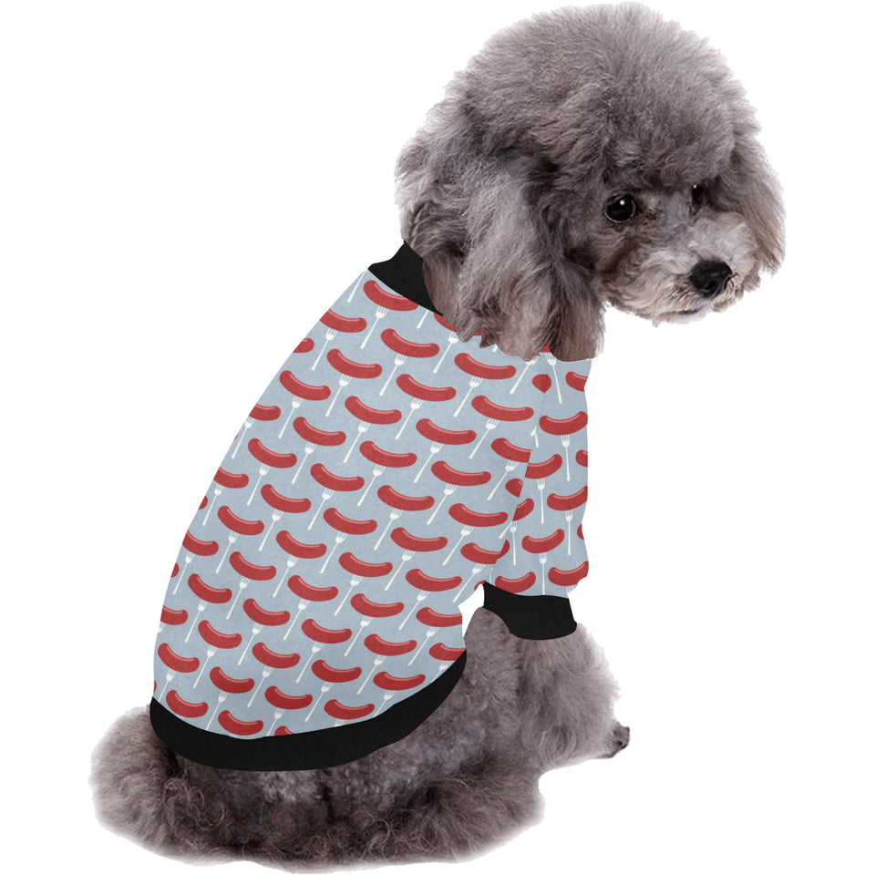 Sausage Pattern Print Design 02 All Over Print Pet Dog Round Neck Fuzzy Shirt