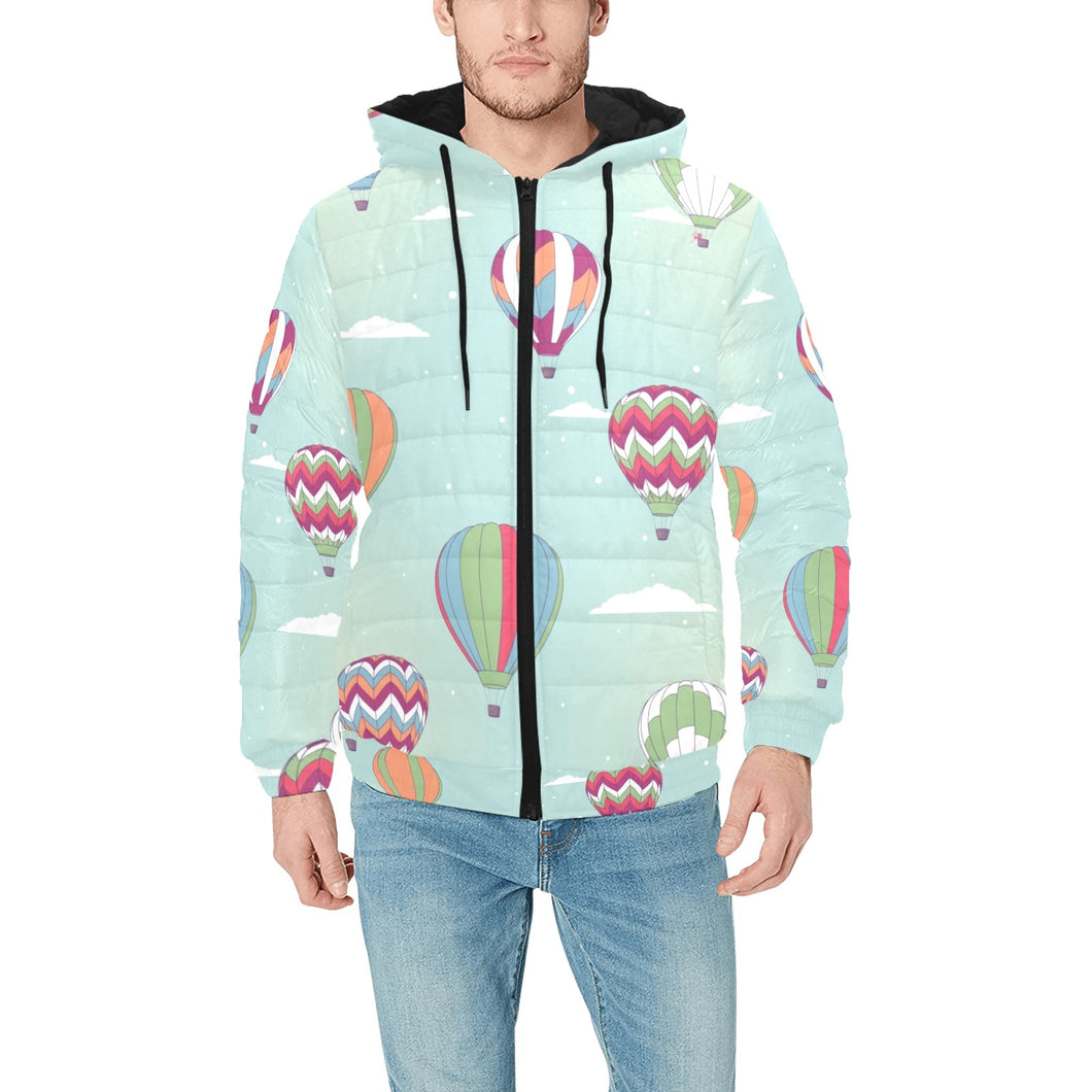 Hot Air Balloon design Pattern Men's Padded Hooded Jacket