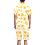 Sun design pattern Men's V-Neck Short Pajama Set