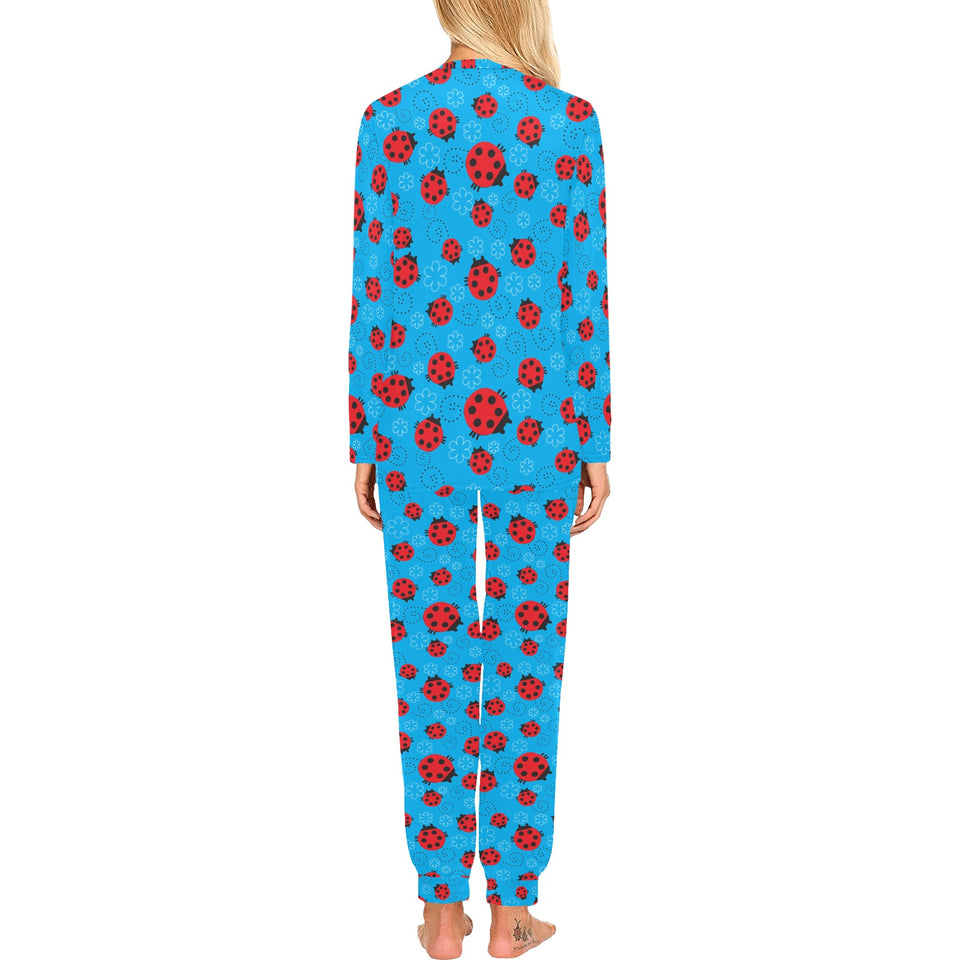 Ladybug Pattern Print Design 02 Women's All Over Print Pajama Set