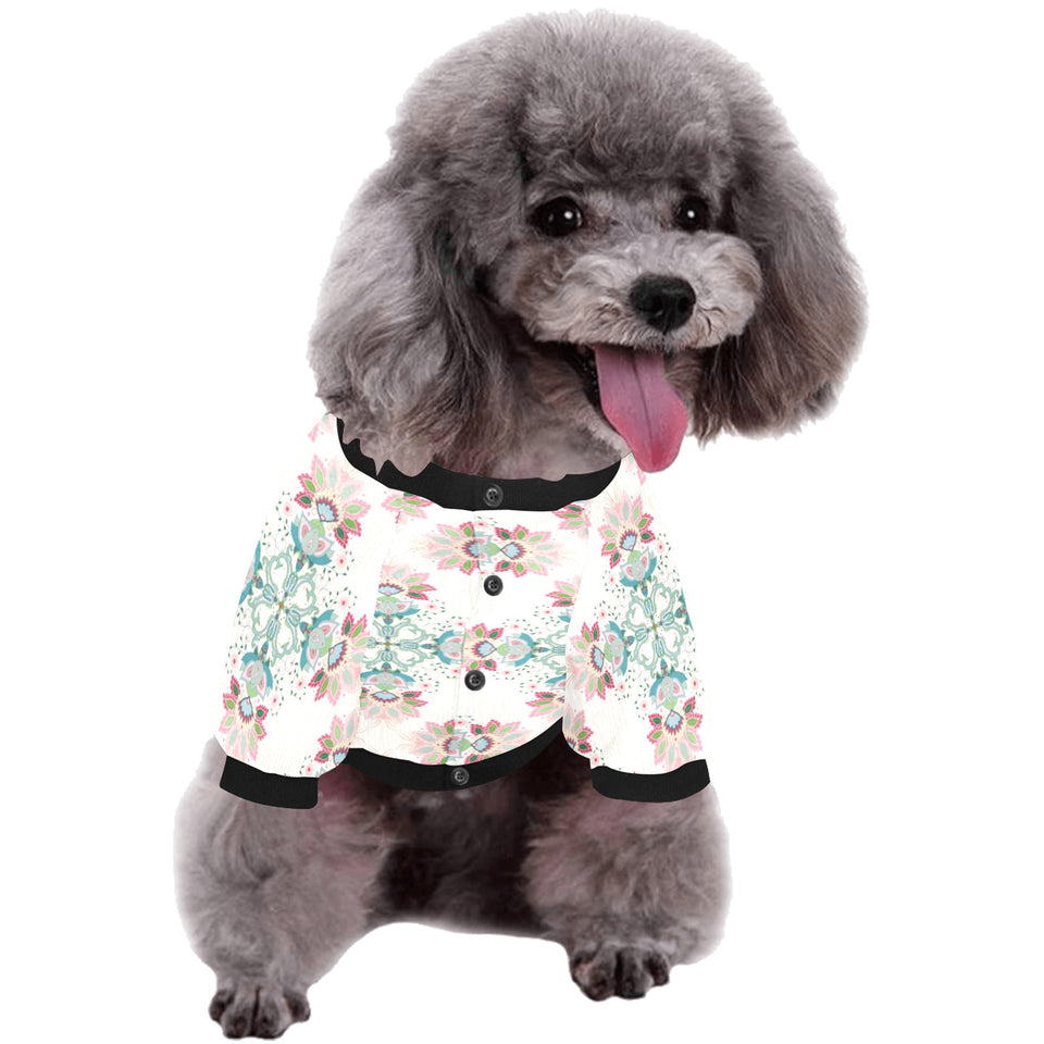 Square floral indian flower pattern All Over Print Pet Dog Round Neck Fuzzy Shirt