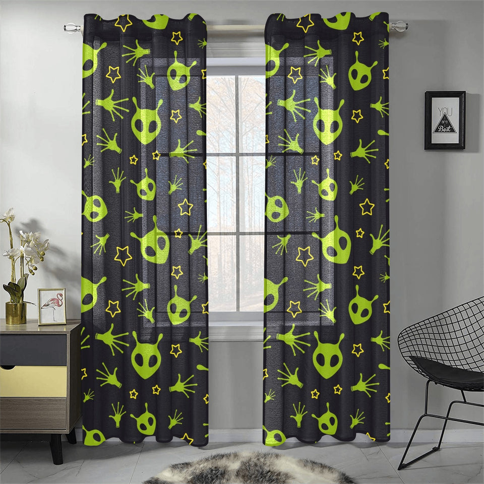 Alien Pattern Print Design 02 Gauze Curtain