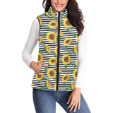 sunflowers ribbon background Women's Padded Vest