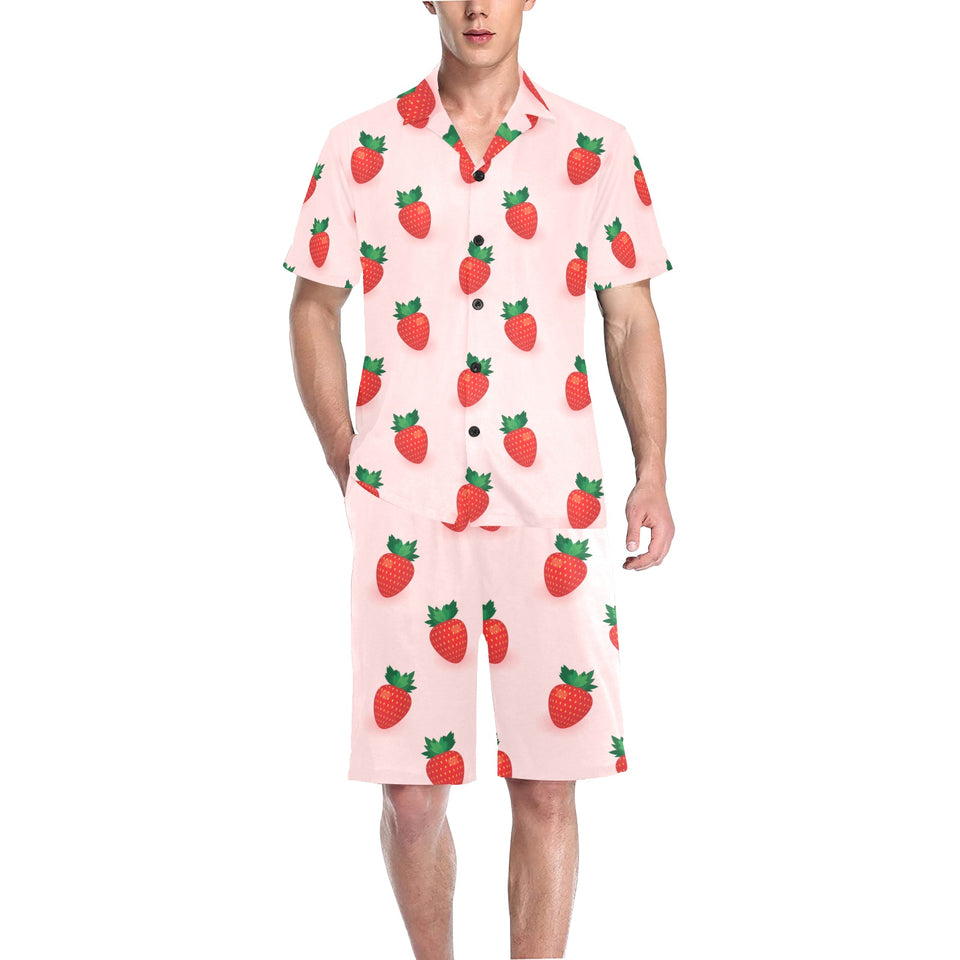 Strawberry beautiful pattern Men's V-Neck Short Pajama Set