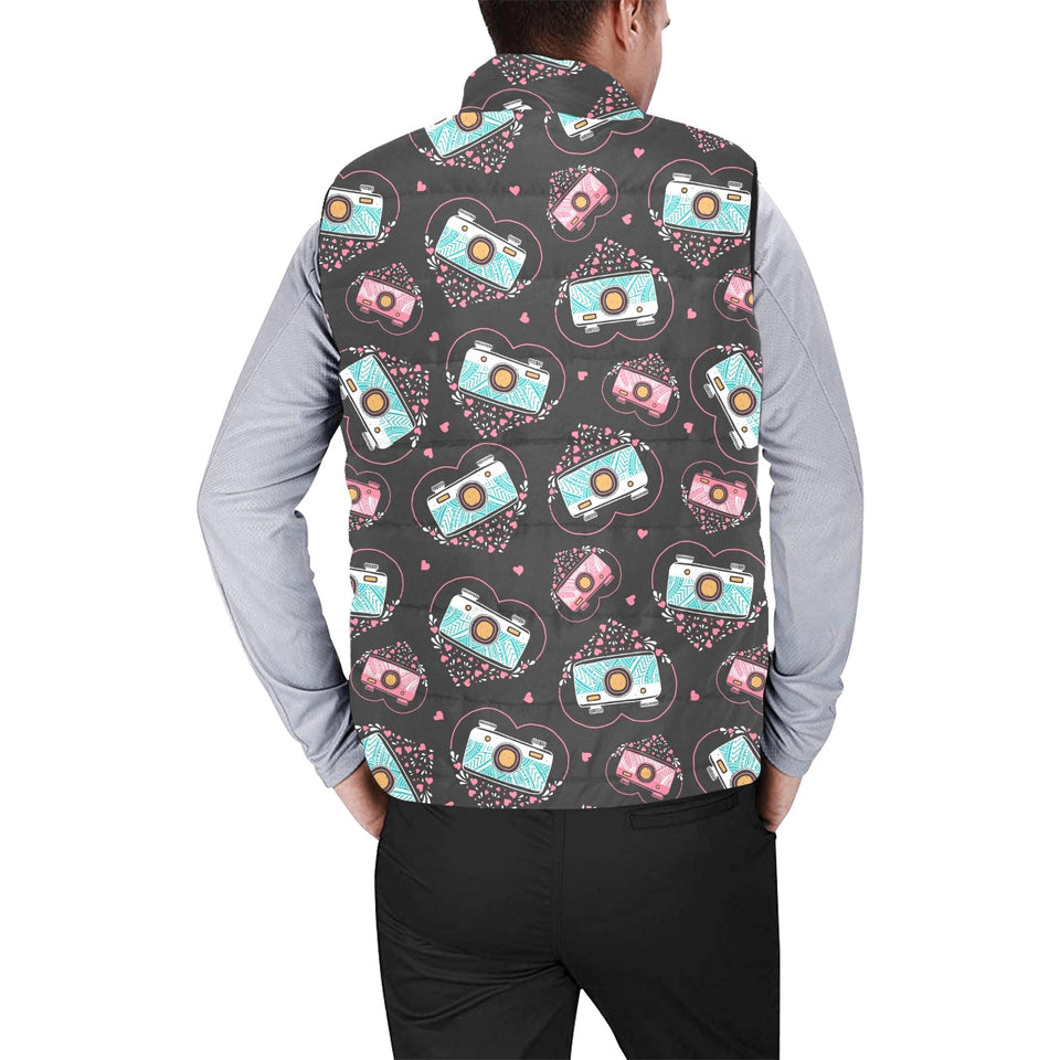 Camera Pattern Print Design 04 Men's Padded Vest