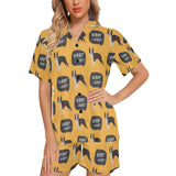 Boston terrier design pattern Women's V-Neck Short Pajama Set