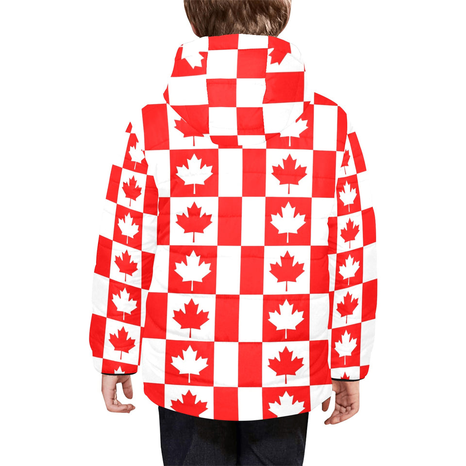 Canada Pattern Print Design 05 Kids' Boys' Girls' Padded Hooded Jacket