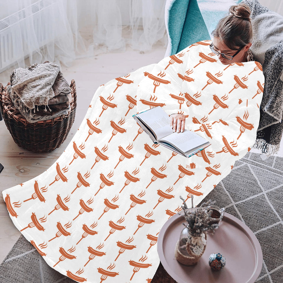 Sausage Pattern Print Design 05 Blanket Robe with Sleeves