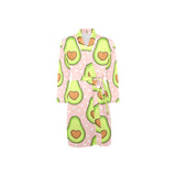 Avocado heart pink background Men's Long Sleeve Belted Night Robe