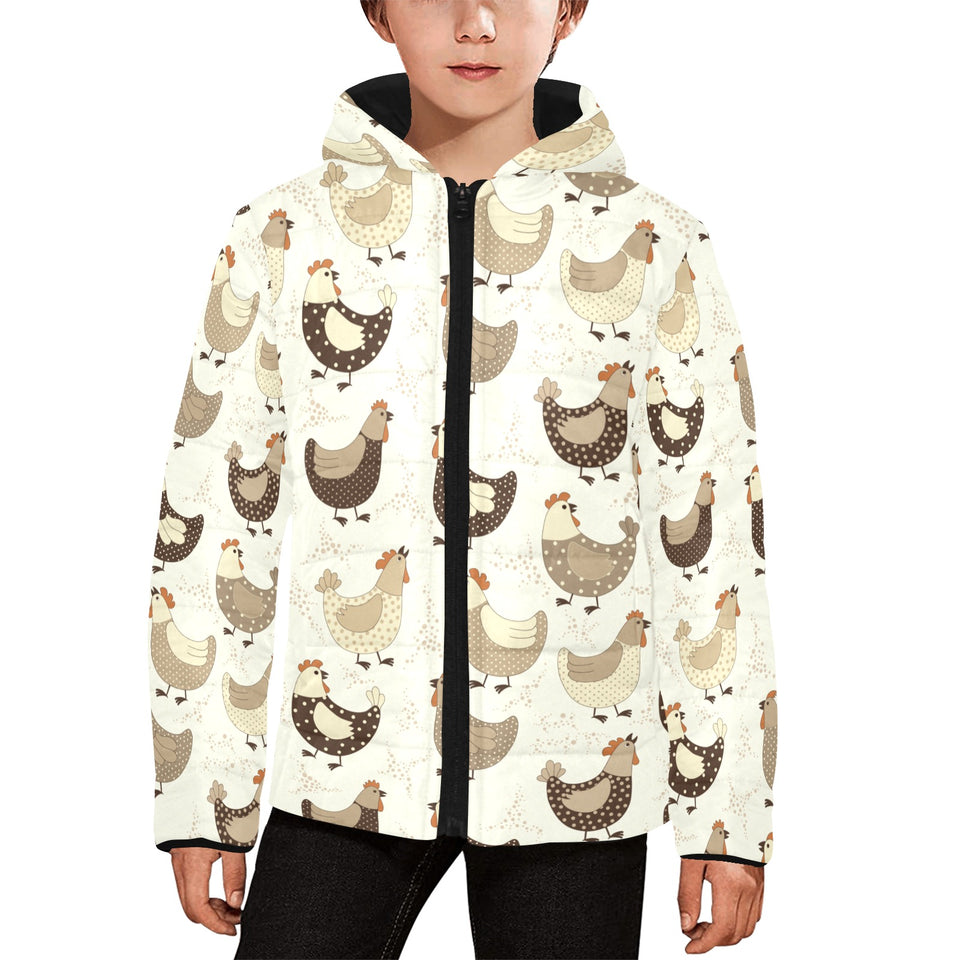 Cute rooster chicken cock Kids' Boys' Girls' Padded Hooded Jacket
