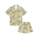 Ginkgo leaves design pattern Kids' Boys' Girls' V-Neck Short Pajama Set
