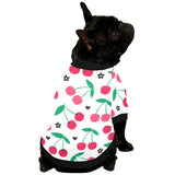 cherry pattern white background All Over Print Pet Dog Round Neck Fuzzy Shirt