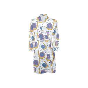 Snail Pattern Print Design 05 Men's Long Sleeve Belted Night Robe