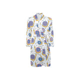 Snail Pattern Print Design 05 Men's Long Sleeve Belted Night Robe
