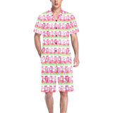 Teddy Bear Pattern Print Design 04 Men's V-Neck Short Pajama Set