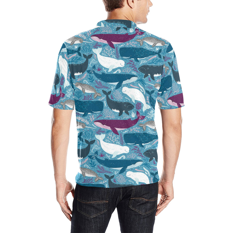 Whale design pattern Men's All Over Print Polo Shirt