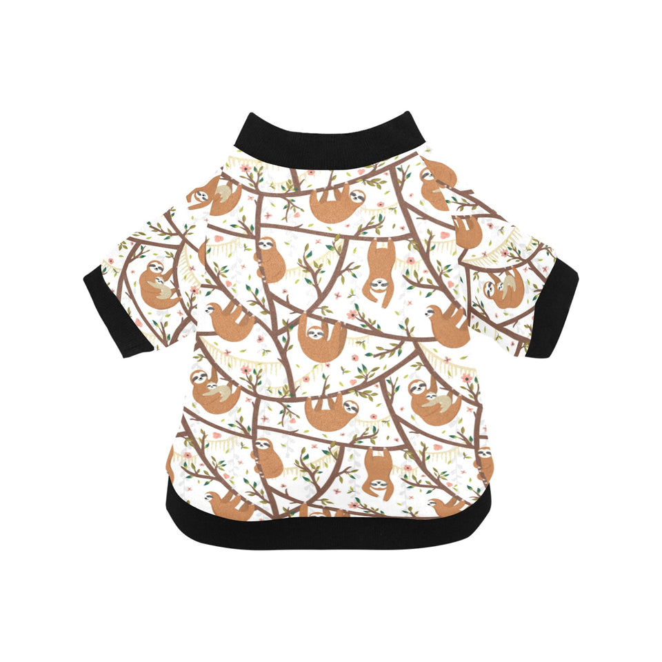 Sloths hanging on the tree pattern All Over Print Pet Dog Round Neck Fuzzy Shirt