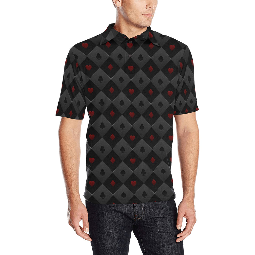Casino Cards Suits Pattern Print Design 05 Men's All Over Print Polo Shirt