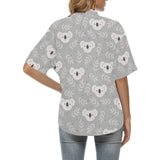 Cute koala leaves pattern Women's All Over Print Hawaiian Shirt