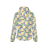 Pineapples pattern striped background Women's Padded Hooded Jacket