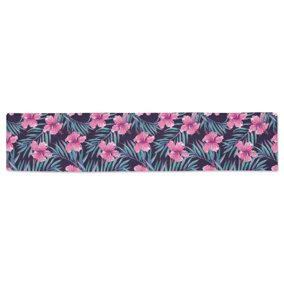 Hibiscus Pattern Print Design 05 Table Runner