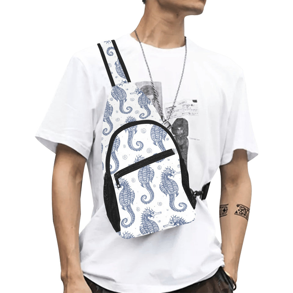 Seahorse pattern background All Over Print Chest Bag